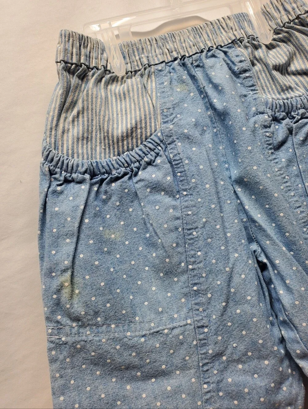 Rare vintage 90s oshkosh papertag bubble pants girls blue and white y2k polkadot